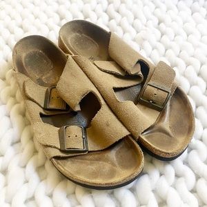 Birkenstock Arizona TAUPE TAN Slip On Slid  Suede Leather Sandals